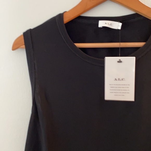 NWT A.L.C. Black Back Slit Viscose Sleeveless Blouse Women's Large - Picture 6 of 11